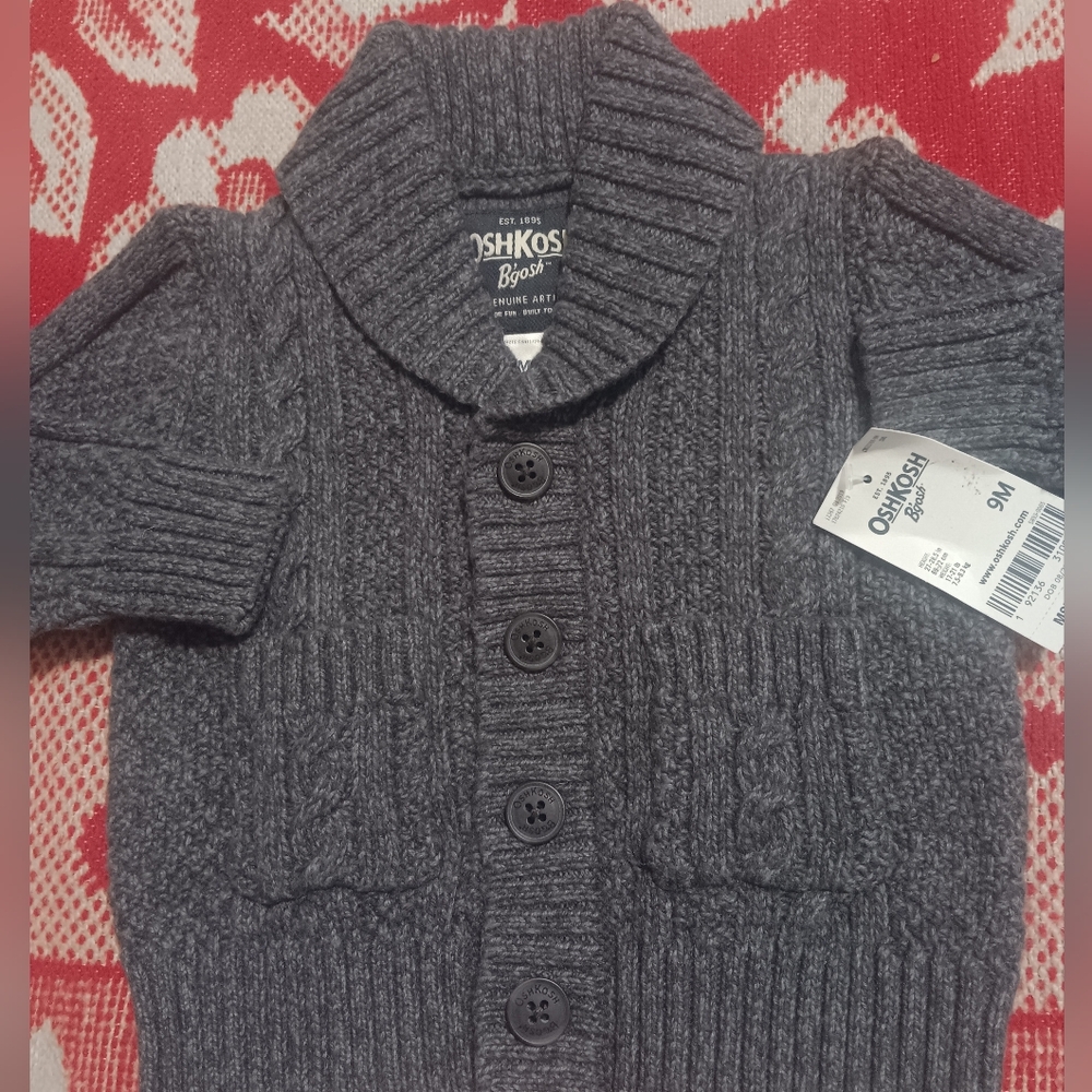 Oshkosh B'gosh Infant-Bebe Sweater 9M‎ Gray Pullover Wool Blend